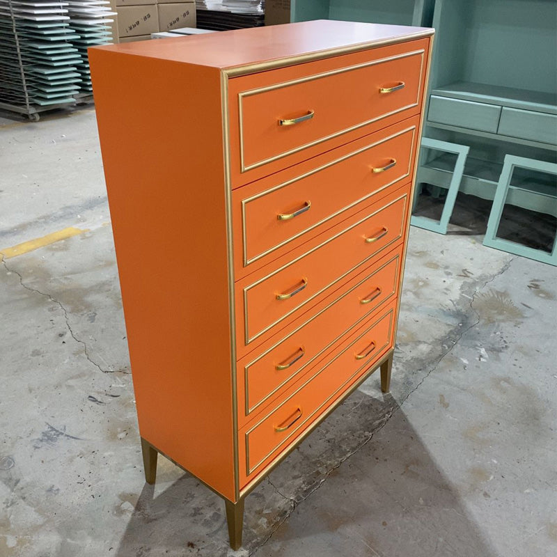 5 Drawers Accent Chest Modernism 47.2" Tall Solid Wood Cabinet Orange Clearhalo 'Cabinets & Chests' 'cabinets_chests' 'furn' 'furn_cabinets_chests' 'Furniture' 'Living Room Furniture' 7117492