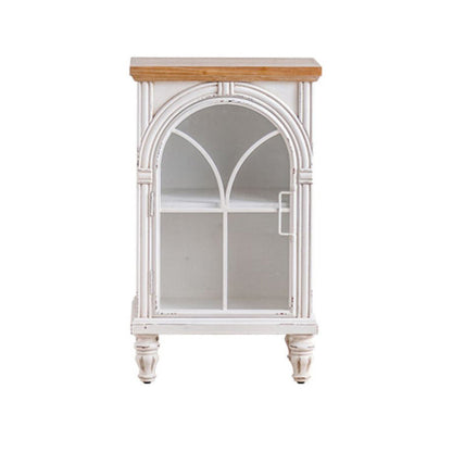 Industrial Metal Cabinet in White Distressed Chest with Glass Paned 20"L x 14"W x 33"H White Clearhalo 'Cabinets & Chests' 'cabinets_chests' 'furn' 'furn_cabinets_chests' 'Furniture' 'Living Room Furniture' 7117539