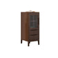 Rubberwood Accent Cabinet Modern Glass Paned Cabinet with Drawers 20"L x 16"W x 41"H Nut-Brown Glass Clearhalo 'Cabinets & Chests' 'cabinets_chests' 'furn' 'furn_cabinets_chests' 'Furniture' 'Living Room Furniture' 7117565