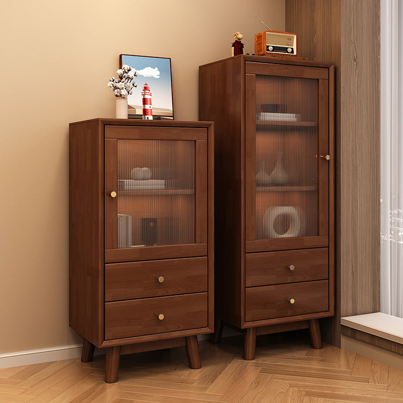 Rubberwood Accent Cabinet Modern Glass Paned Cabinet with Drawers Clearhalo 'Cabinets & Chests' 'cabinets_chests' 'furn' 'furn_cabinets_chests' 'Furniture' 'Living Room Furniture' 7117566