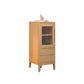 Rubberwood Accent Cabinet Modern Glass Paned Cabinet with Drawers 20"L x 16"W x 41"H Natural Glass Clearhalo 'Cabinets & Chests' 'cabinets_chests' 'furn' 'furn_cabinets_chests' 'Furniture' 'Living Room Furniture' 7117568