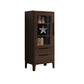Rubberwood Accent Cabinet Modern Glass Paned Cabinet with Drawers 20"L x 16"W x 51"H Nut-Brown Glass Clearhalo 'Cabinets & Chests' 'cabinets_chests' 'furn' 'furn_cabinets_chests' 'Furniture' 'Living Room Furniture' 7117569