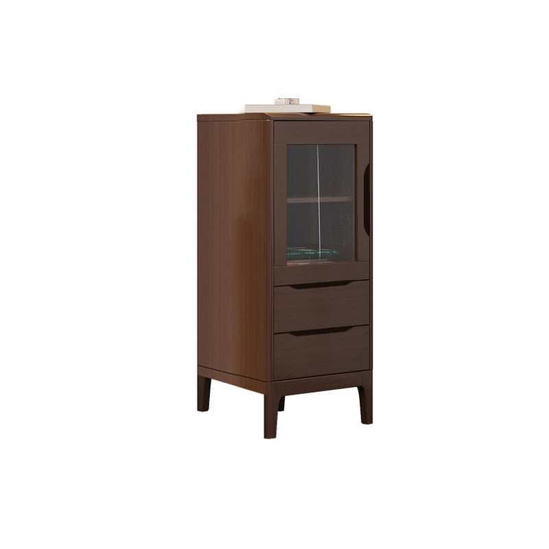 Rubberwood Accent Cabinet Modern Glass Paned Cabinet with Drawers Clearhalo 'Cabinets & Chests' 'cabinets_chests' 'furn' 'furn_cabinets_chests' 'Furniture' 'Living Room Furniture' 7117570