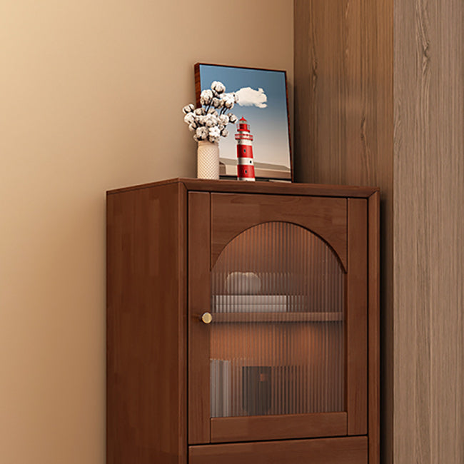 Rubberwood Accent Cabinet Modern Glass Paned Cabinet with Drawers Clearhalo 'Cabinets & Chests' 'cabinets_chests' 'furn' 'furn_cabinets_chests' 'Furniture' 'Living Room Furniture' 7117573