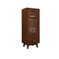 Rubberwood Accent Cabinet Modern Glass Paned Cabinet with Drawers 20"L x 14"W x 47"H Walnut Glass Clearhalo 'Cabinets & Chests' 'cabinets_chests' 'furn' 'furn_cabinets_chests' 'Furniture' 'Living Room Furniture' 7117578