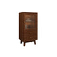 Rubberwood Accent Cabinet Modern Glass Paned Cabinet with Drawers 20"L x 14"W x 37"H Nut-Brown Glass Clearhalo 'Cabinets & Chests' 'cabinets_chests' 'furn' 'furn_cabinets_chests' 'Furniture' 'Living Room Furniture' 7117584