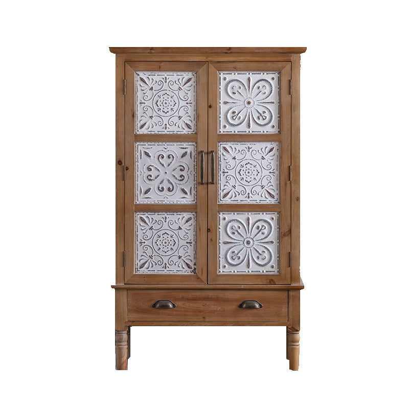 Gabinete de acento de madera angustiado cofre de madera maciza industrial con cajones