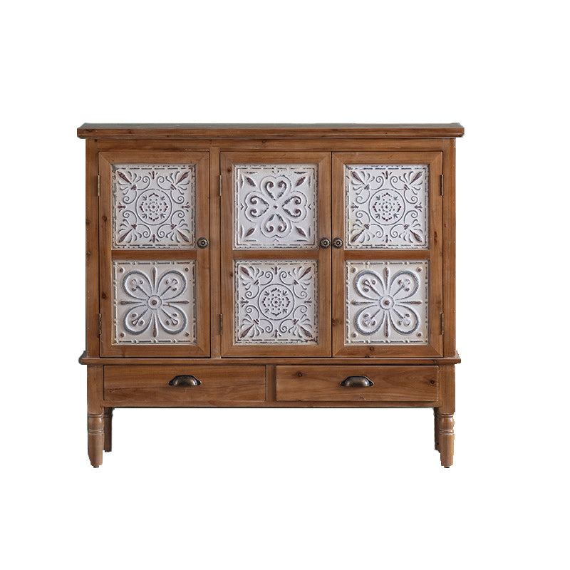 Gabinete de acento de madera angustiado cofre de madera maciza industrial con cajones