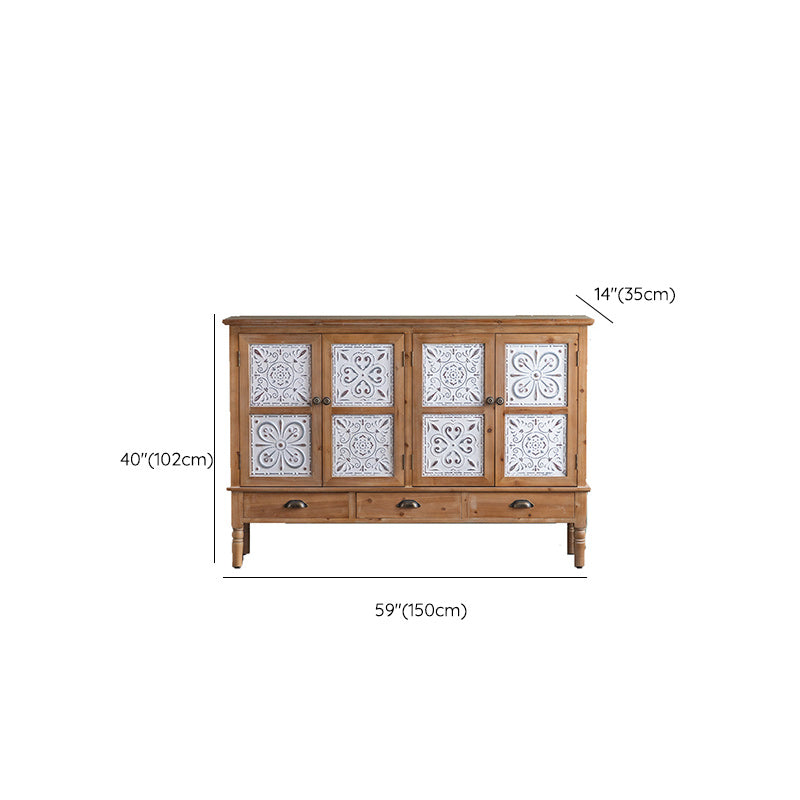 Gabinete de acento de madera angustiado cofre de madera maciza industrial con cajones
