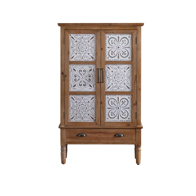 Industrial Stain Resistant Cabinet Distressed Wood Solid Wood Accent Cabinet 31.5"L x 13.8"W x 51.2"H Clearhalo 'Cabinets & Chests' 'cabinets_chests' 'furn' 'furn_cabinets_chests' 'Furniture' 'Living Room Furniture' 7117639