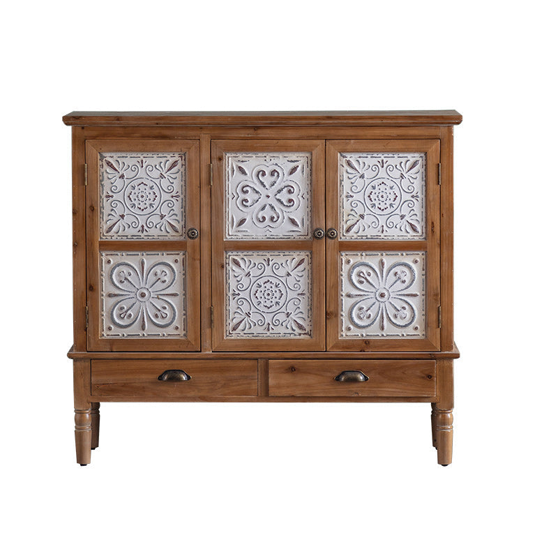 Industrial Stain Resistant Cabinet Distressed Wood Solid Wood Accent Cabinet 45.3"L x 13.8"W x 39.4"H Clearhalo 'Cabinets & Chests' 'cabinets_chests' 'furn' 'furn_cabinets_chests' 'Furniture' 'Living Room Furniture' 7117643