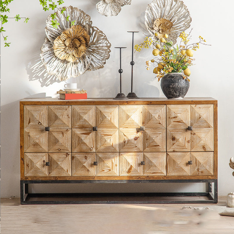 Distressed Wood Accent Chest Industrial Style Solid Wood Cabinet with Drawers 59"L x 16"W x 31"H Clearhalo 'Cabinets & Chests' 'cabinets_chests' 'furn' 'furn_cabinets_chests' 'Furniture' 'Living Room Furniture' 7117680