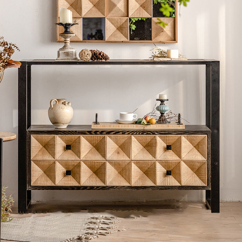 Distressed Wood Accent Chest Industrial Style Solid Wood Cabinet with Drawers 45"L x 15"W x 35"H Clearhalo 'Cabinets & Chests' 'cabinets_chests' 'furn' 'furn_cabinets_chests' 'Furniture' 'Living Room Furniture' 7117683