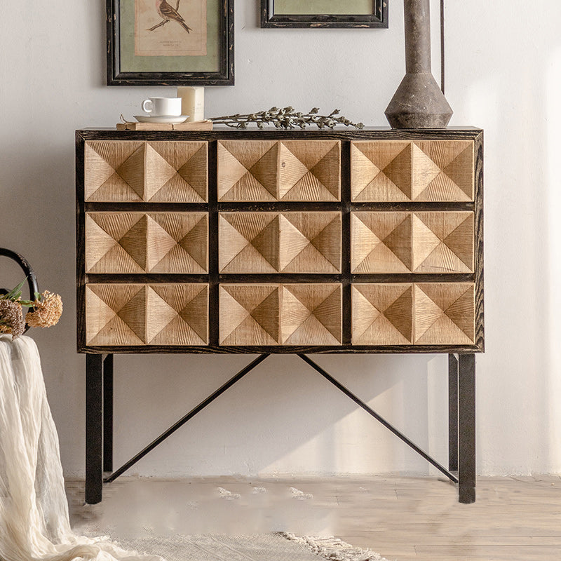 Distressed Wood Accent Chest Industrial Style Solid Wood Cabinet with Drawers 37"L x 16"W x 35"H Clearhalo 'Cabinets & Chests' 'cabinets_chests' 'furn' 'furn_cabinets_chests' 'Furniture' 'Living Room Furniture' 7117689