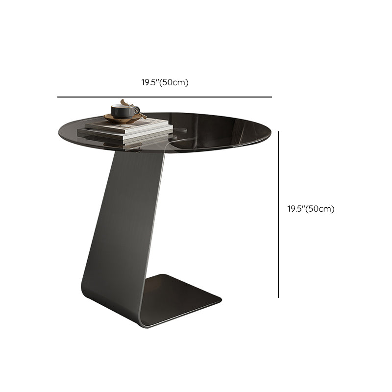 Tavolo di vetro rotondo a forma di forma C di metà secolo.