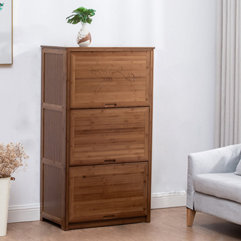 Mid Century Modern  Rectangle Cabinet Brown Accent Cabinet with Doors in Solid Wood