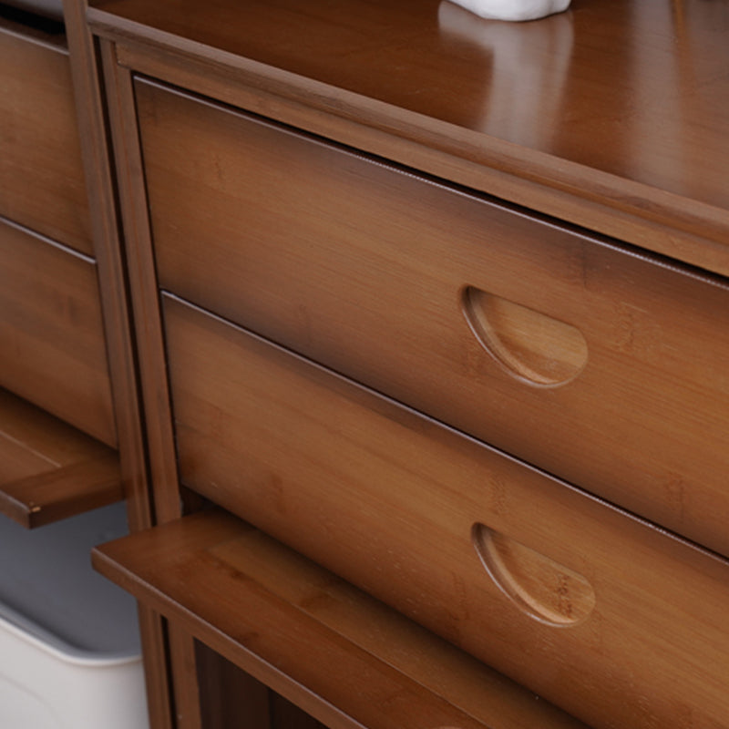 Mid Century Modern  Rectangle Cabinet Brown Accent Cabinet with Doors in Solid Wood