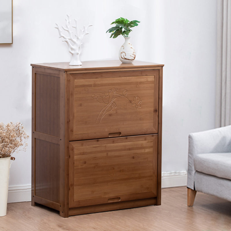 Mid Century Modern  Rectangle Cabinet Brown Accent Cabinet with Doors in Solid Wood