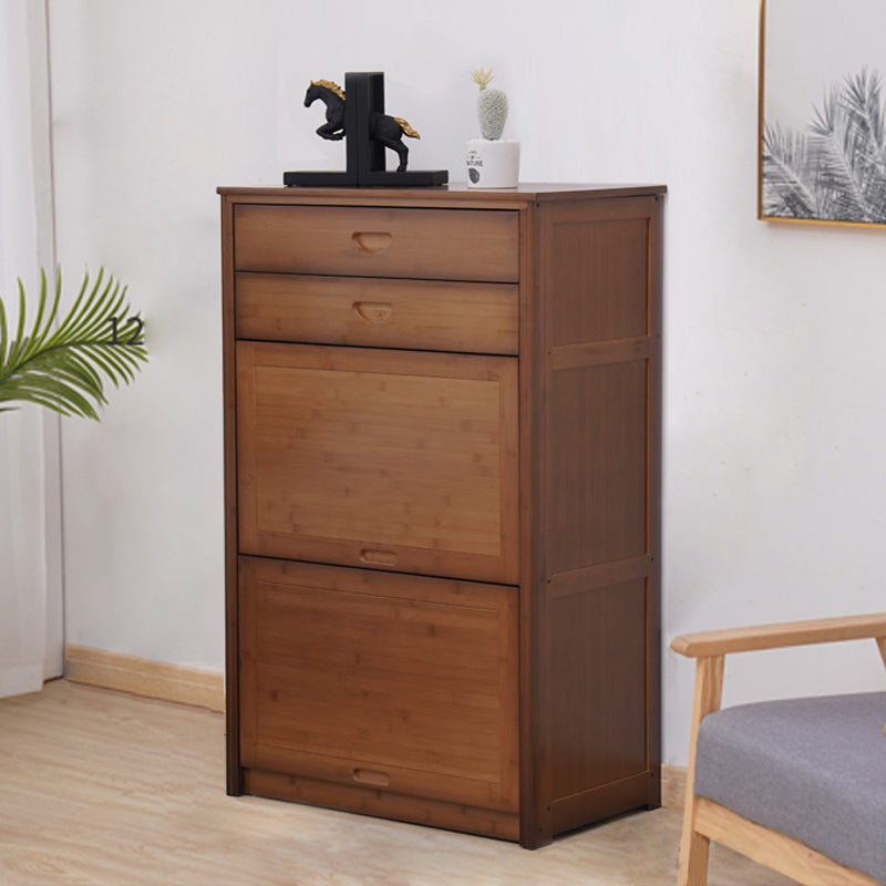 Mid Century Modern  Rectangle Cabinet Brown Accent Cabinet with Doors in Solid Wood