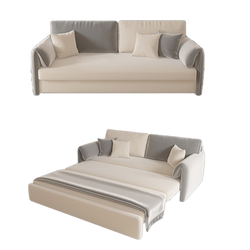 Contemporary Foldable Futon Sleeper Gray Futon Sleeper Sofa Bed 77"L x 31"W x 26"H Clearhalo 'furn' 'furn_futons' 'Furniture' 'Futons & Daybeds' 'Futons' 'Living Room Furniture' 7120571