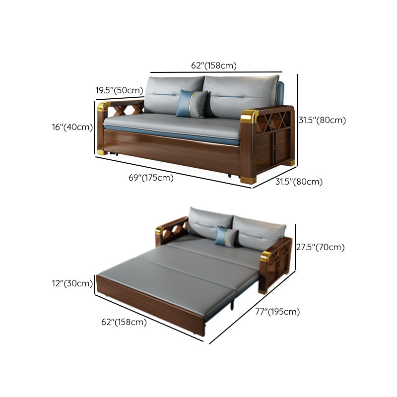 Divano per dormiente moderno in pelle finta 31,45 "H divano a braccia quadrate imbottite