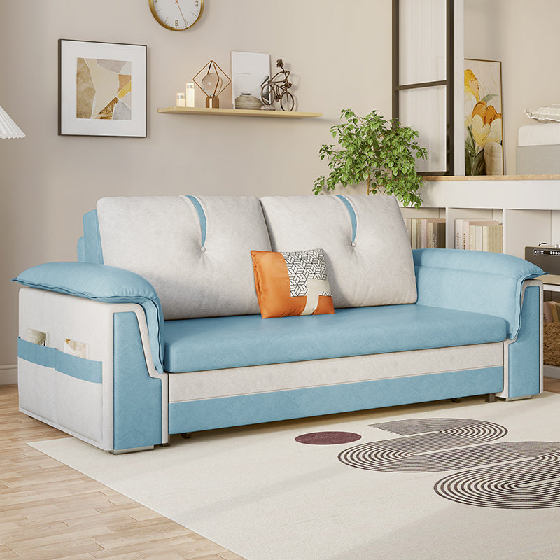 Pillow Back Sleeper Sofa Foldable Square Arms Futon Sleeper Sofa Bed