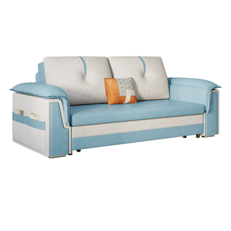 Pillow Back Sleeper Sofa Foldable Square Arms Futon Sleeper Sofa Bed