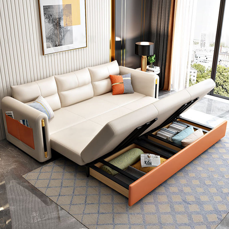 32.67 "Cama de cuero de piel sintética de alta cama Sofá con estilo Glam en beige