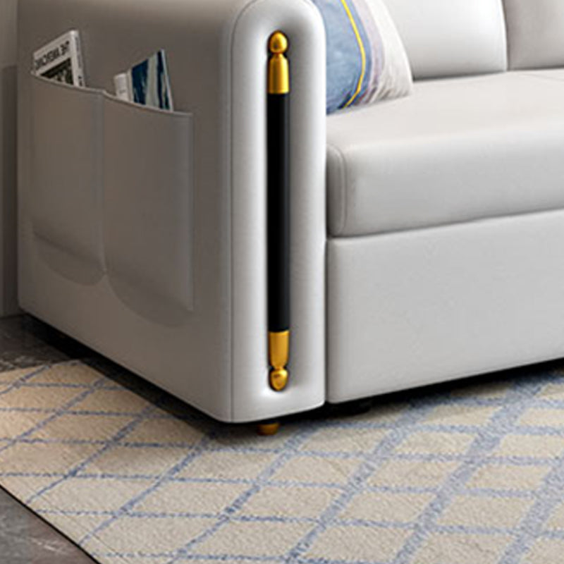 32.67 "Cama de cuero de piel sintética de alta cama Sofá con estilo Glam en beige