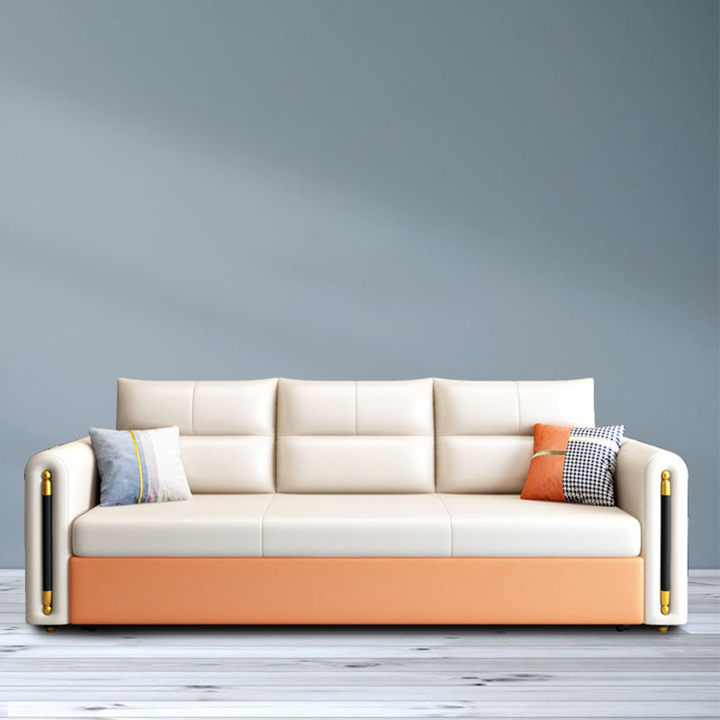 32.67 "Cama de cuero de piel sintética de alta cama Sofá con estilo Glam en beige