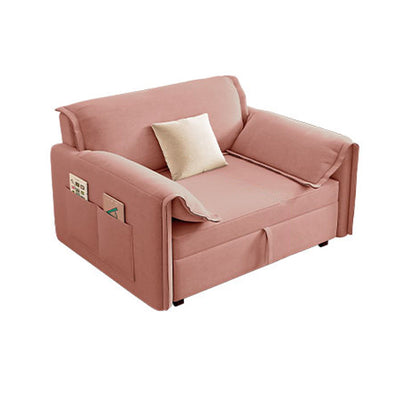 Modern wijd uitlopende armbank bed in roze faux lederen slaper bank met opslag