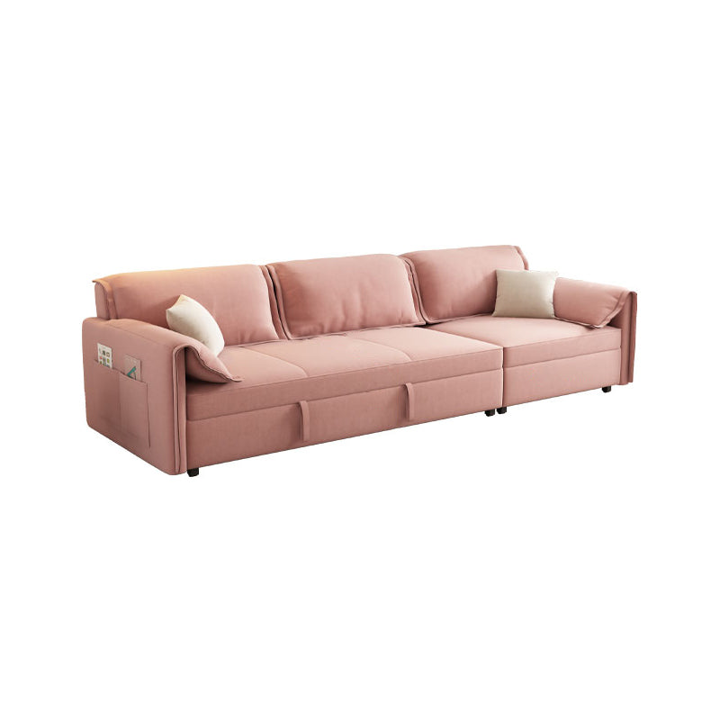 Modern wijd uitlopende armbank bed in roze faux lederen slaper bank met opslag
