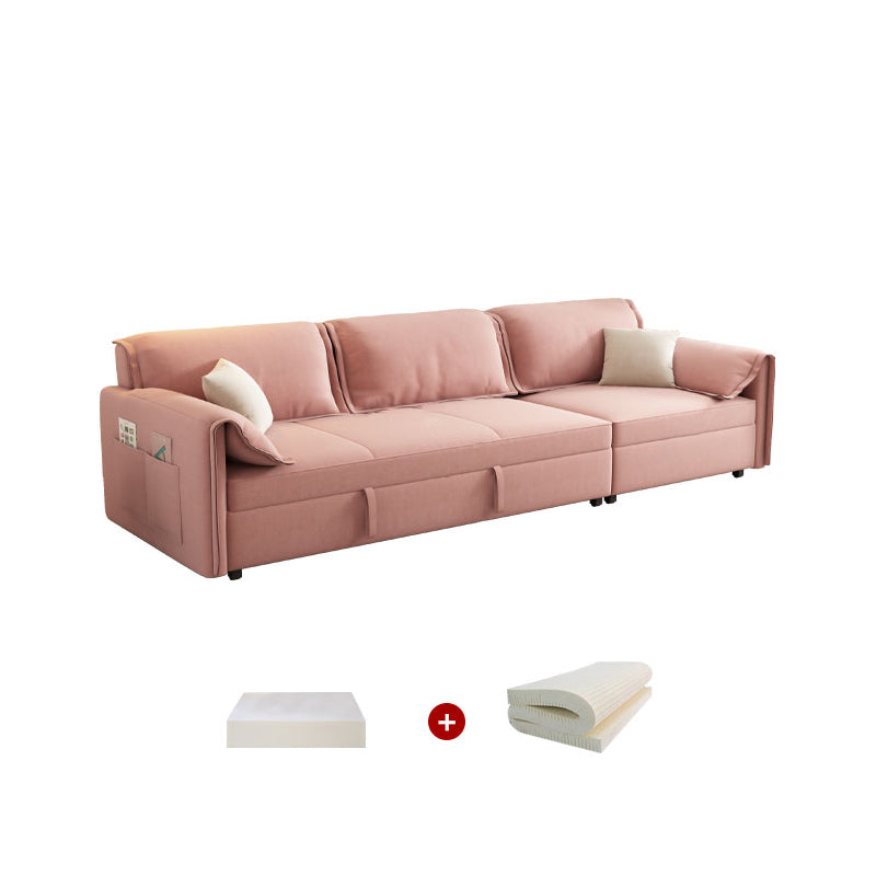 Modern wijd uitlopende armbank bed in roze faux lederen slaper bank met opslag