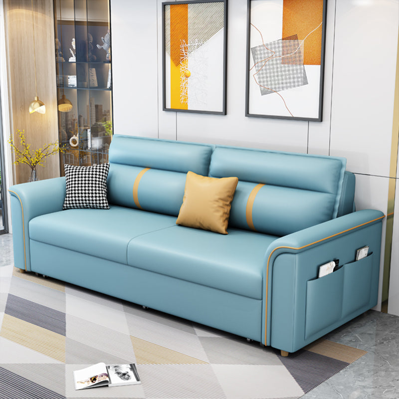 32.67 "Alto Faux Leather Sleeper Nordic Styled Sofa Bed in Blue