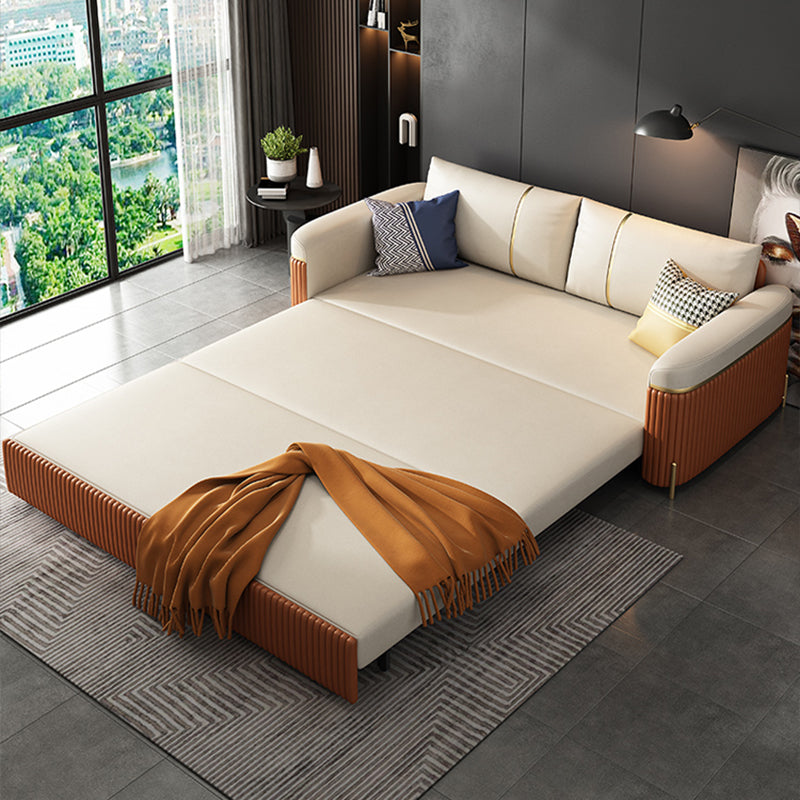 Modern Fucice Donno in pelle Sleeter Impietato Braccia quadrata divano letto in arancione