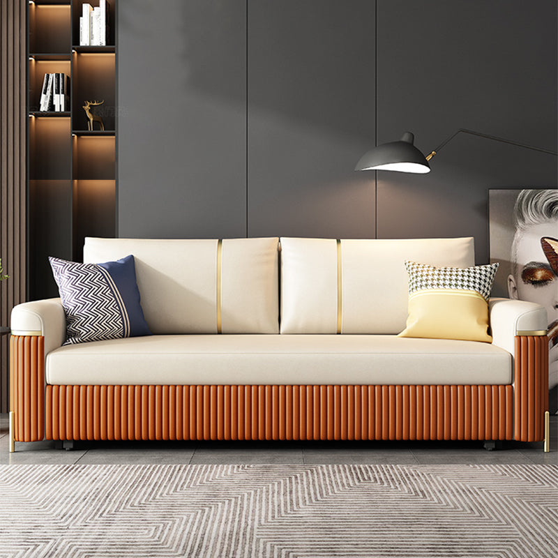 Modern Fucice Donno in pelle Sleeter Impietato Braccia quadrata divano letto in arancione