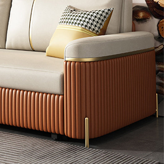 Modern Fucice Donno in pelle Sleeter Impietato Braccia quadrata divano letto in arancione