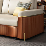 Modern Fucice Donno in pelle Sleeter Impietato Braccia quadrata divano letto in arancione