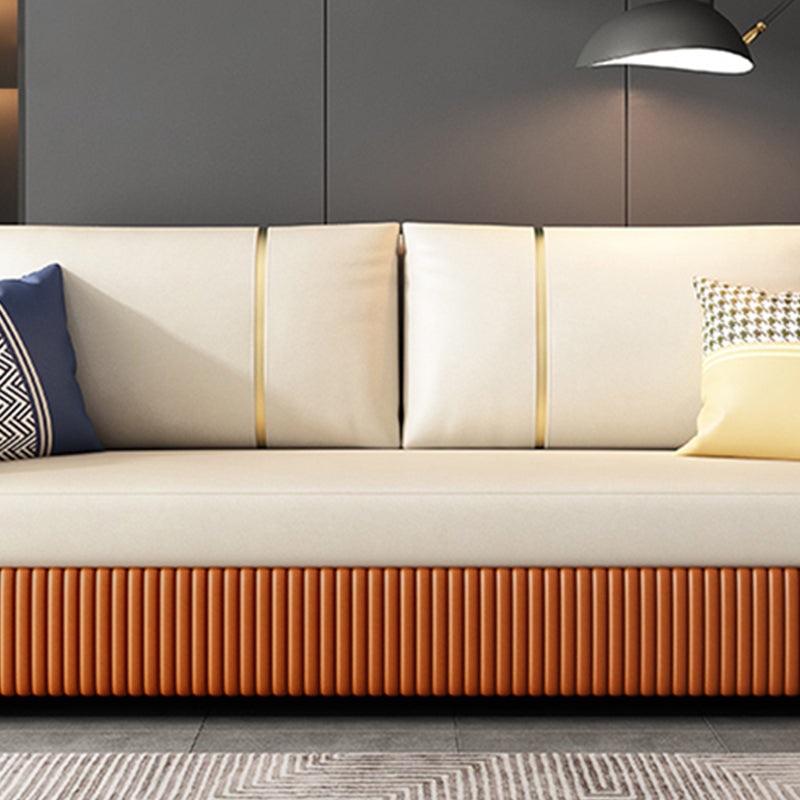 Modern Fucice Donno in pelle Sleeter Impietato Braccia quadrata divano letto in arancione