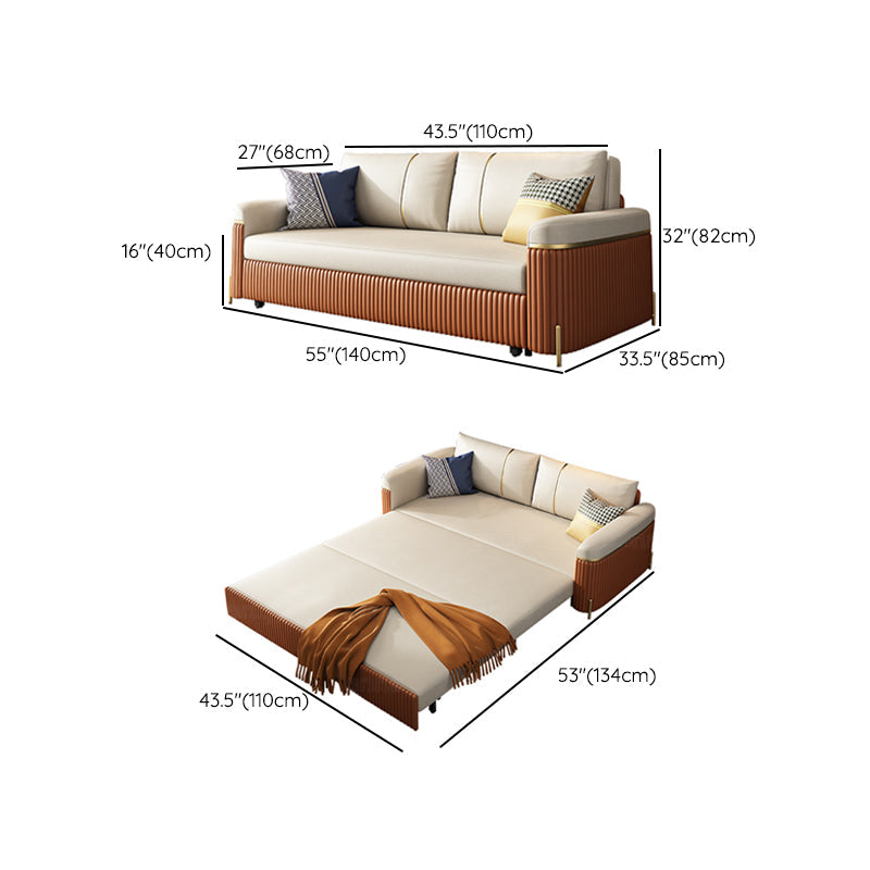 Modern Fucice Donno in pelle Sleeter Impietato Braccia quadrata divano letto in arancione