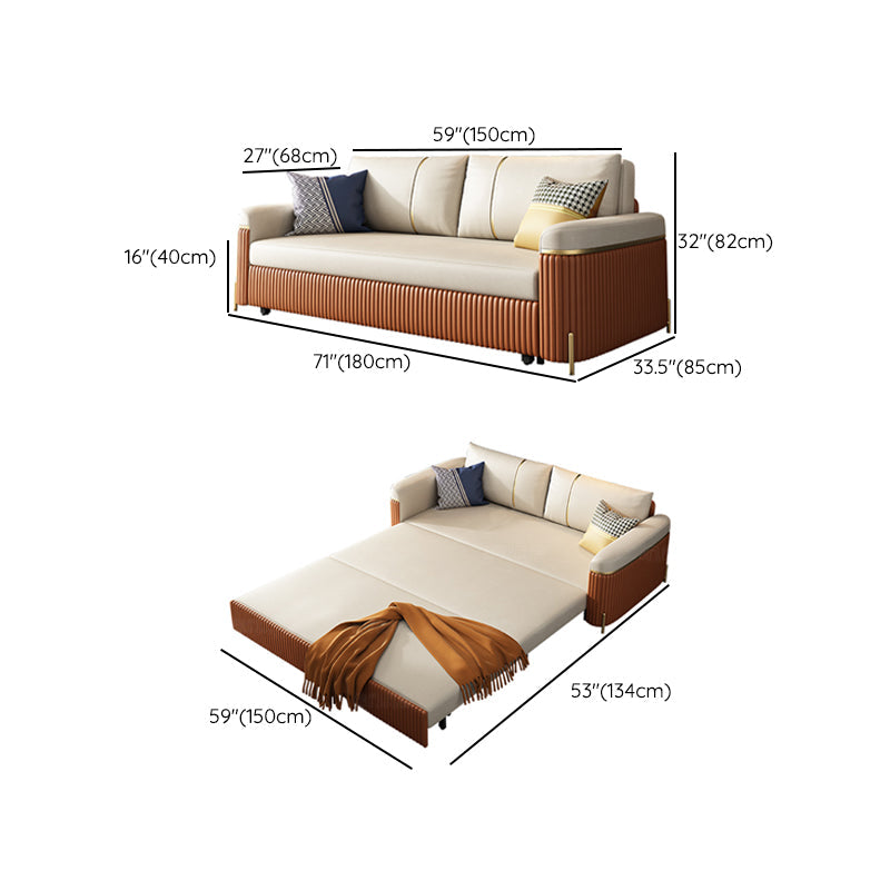 Modern Fucice Donno in pelle Sleeter Impietato Braccia quadrata divano letto in arancione