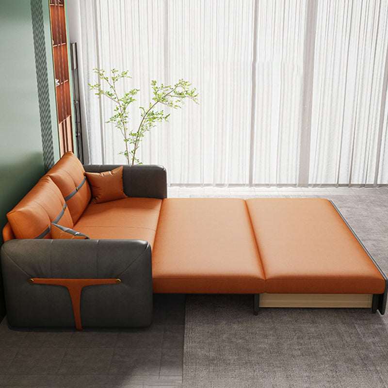 32" Wide Glam Sleeper Sofa Leather Pillow Included Foldable Sleeper Sofa