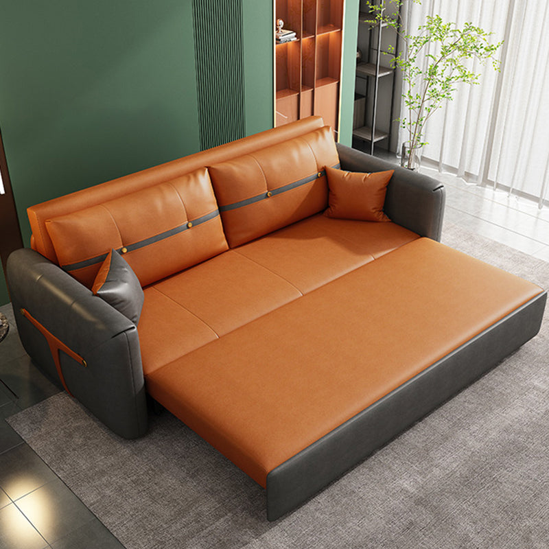 32" Wide Glam Sleeper Sofa Leather Pillow Included Foldable Sleeper Sofa