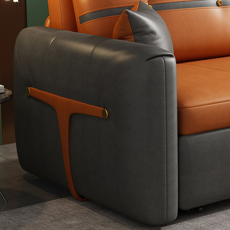 32" Wide Glam Sleeper Sofa Leather Pillow Included Foldable Sleeper Sofa