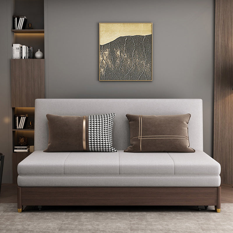 Divano letto in legno in legno massiccio di divano di lino convertibile in grigio