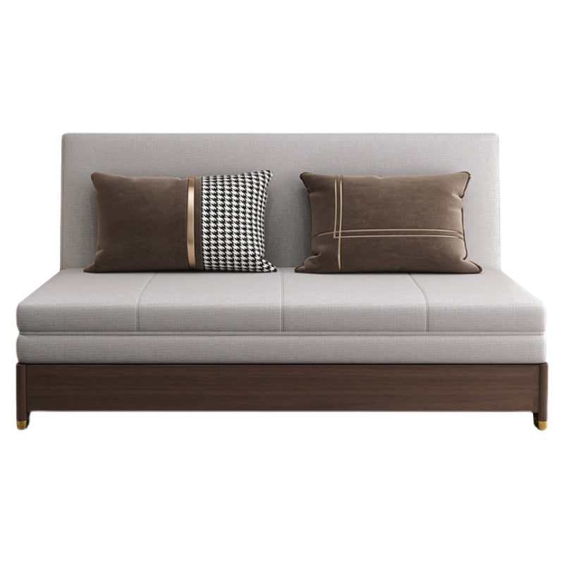 Divano letto in legno in legno massiccio di divano di lino convertibile in grigio