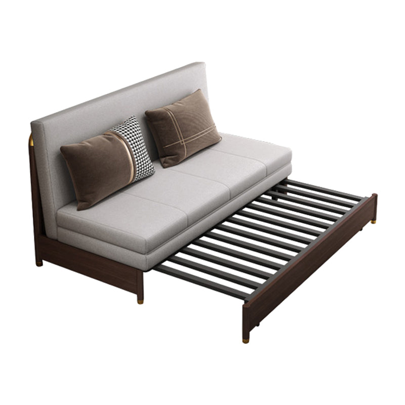 Divano letto in legno in legno massiccio di divano di lino convertibile in grigio