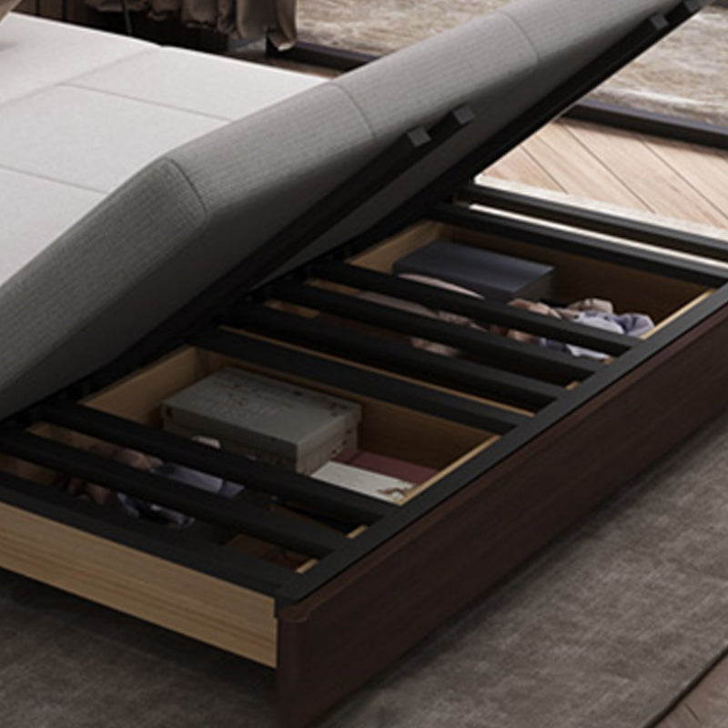 Divano letto in legno in legno massiccio di divano di lino convertibile in grigio