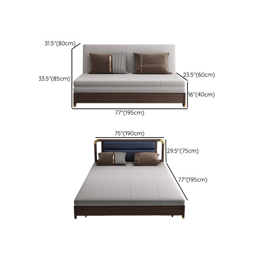 Divano letto in legno in legno massiccio di divano di lino convertibile in grigio