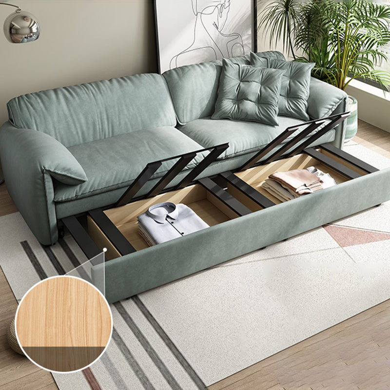 Nordic Upholstered Sleeper Sofa Pillow Top Arm Sofa Bed in Green Clearhalo 'furn' 'furn_futons' 'Furniture' 'Futons & Daybeds' 'Futons' 'Living Room Furniture' 7121380
